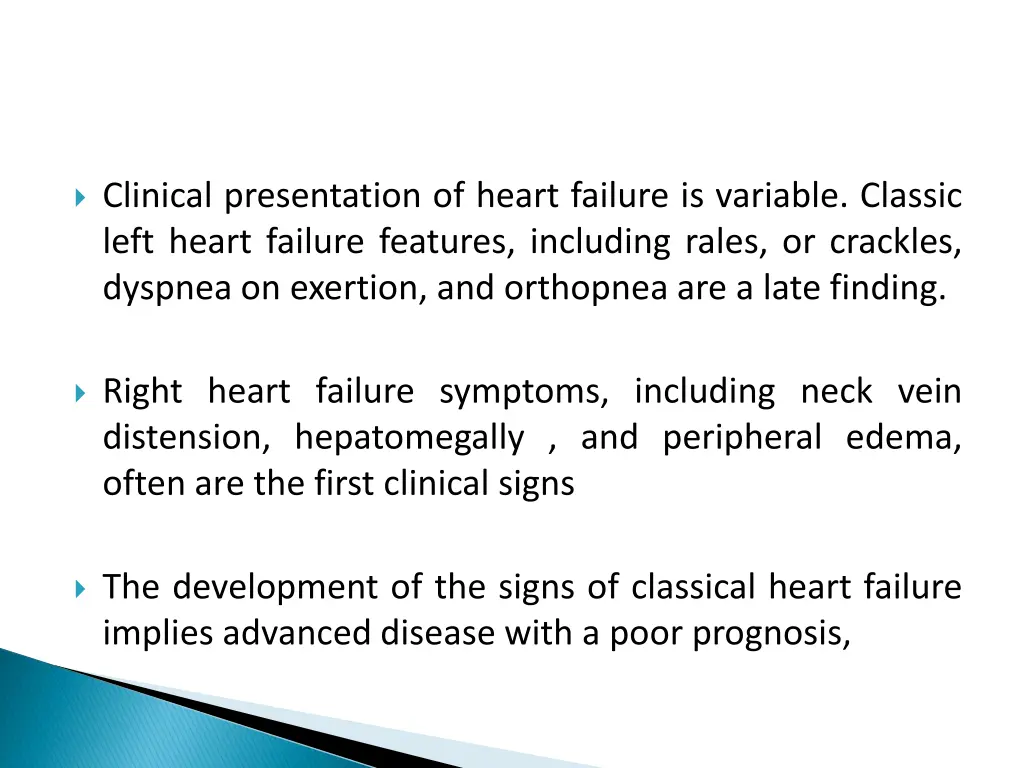 clinical presentation of heart failure