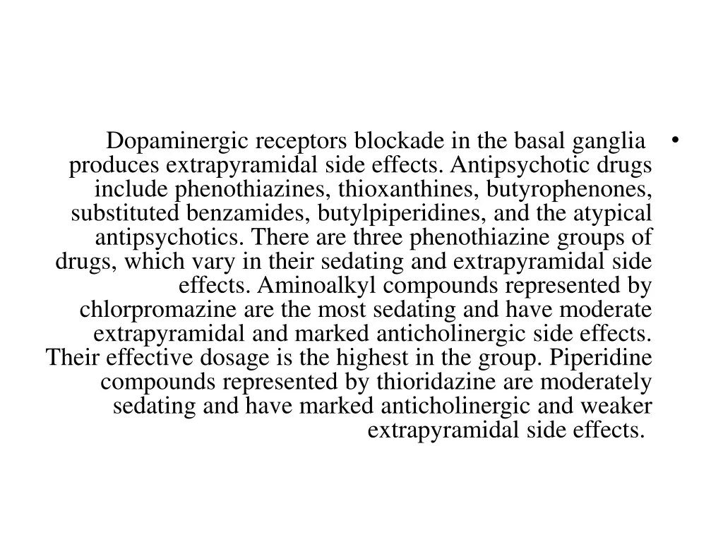 dopaminergic receptors blockade in the basal