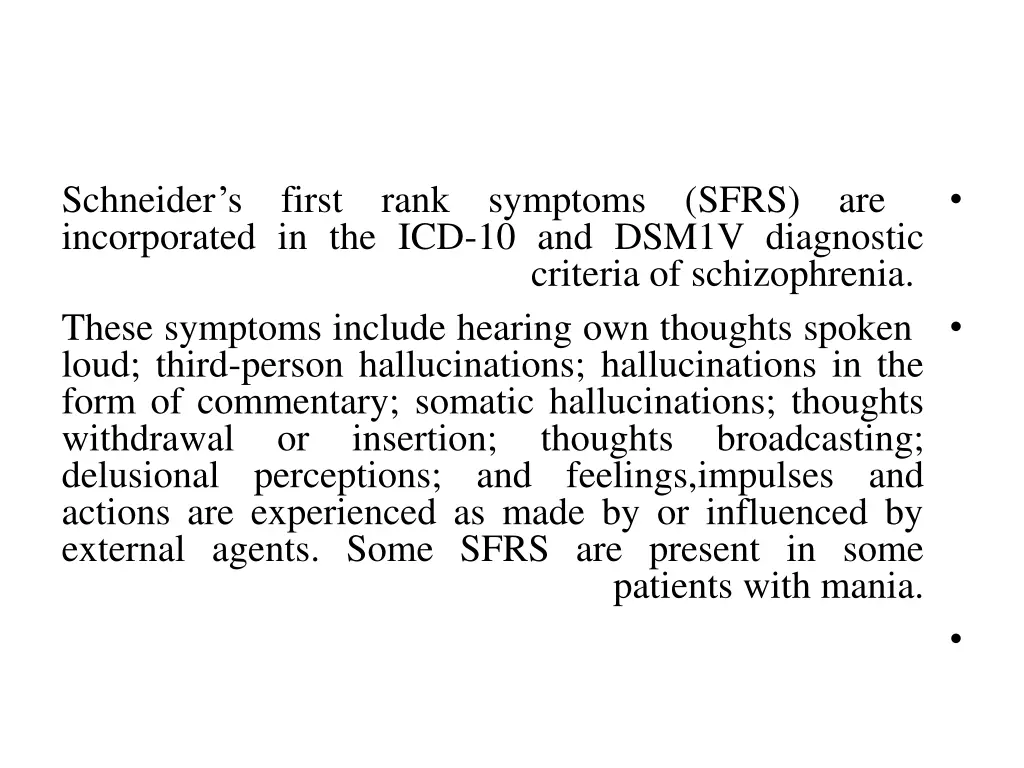 schneider s first rank symptoms sfrs