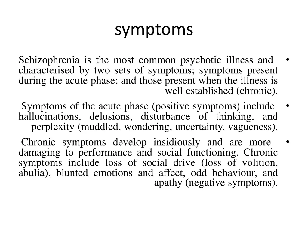 symptoms