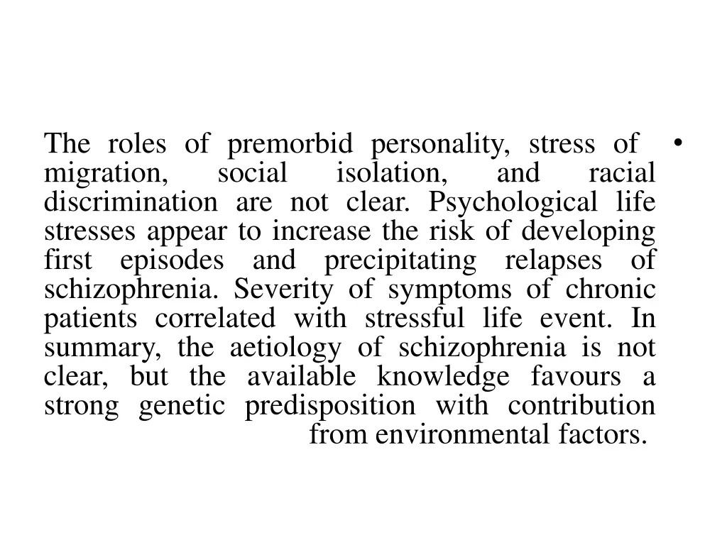 the roles of premorbid personality stress