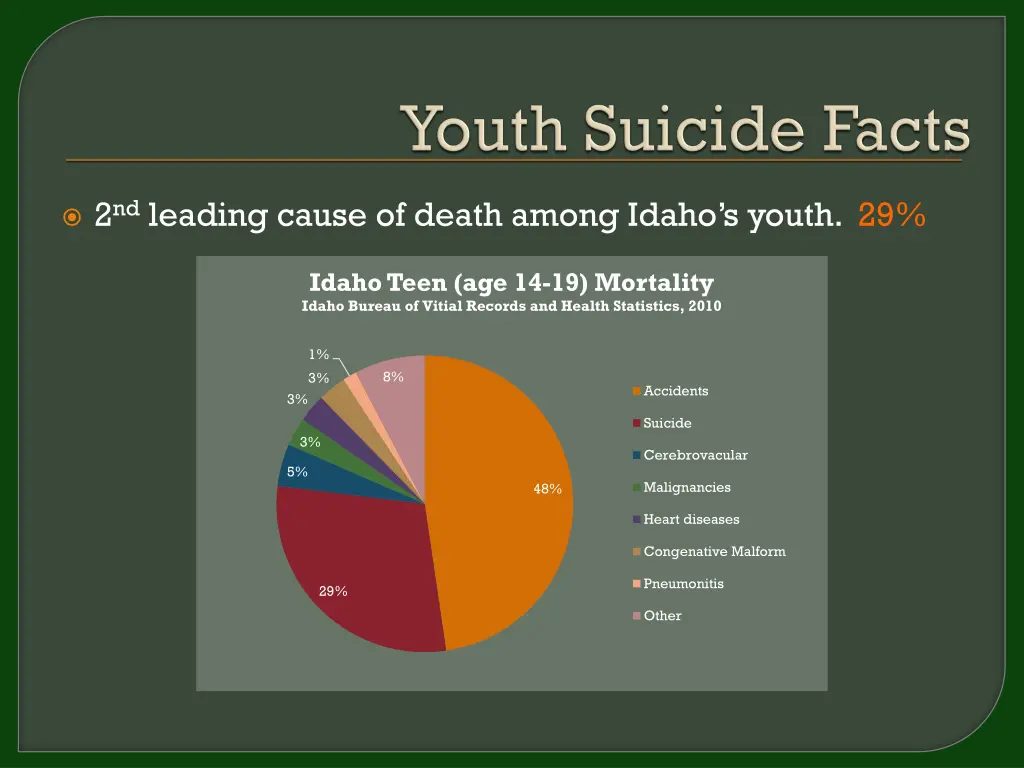 2 nd leading cause of death among idaho s youth 29