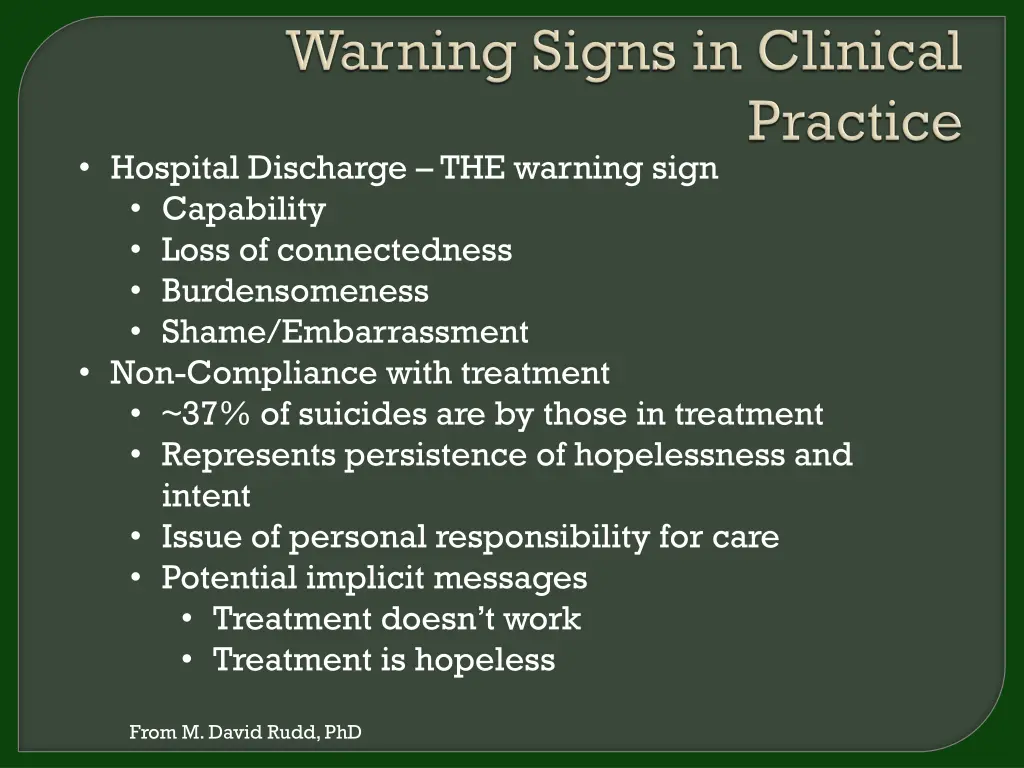 hospital discharge the warning sign capability