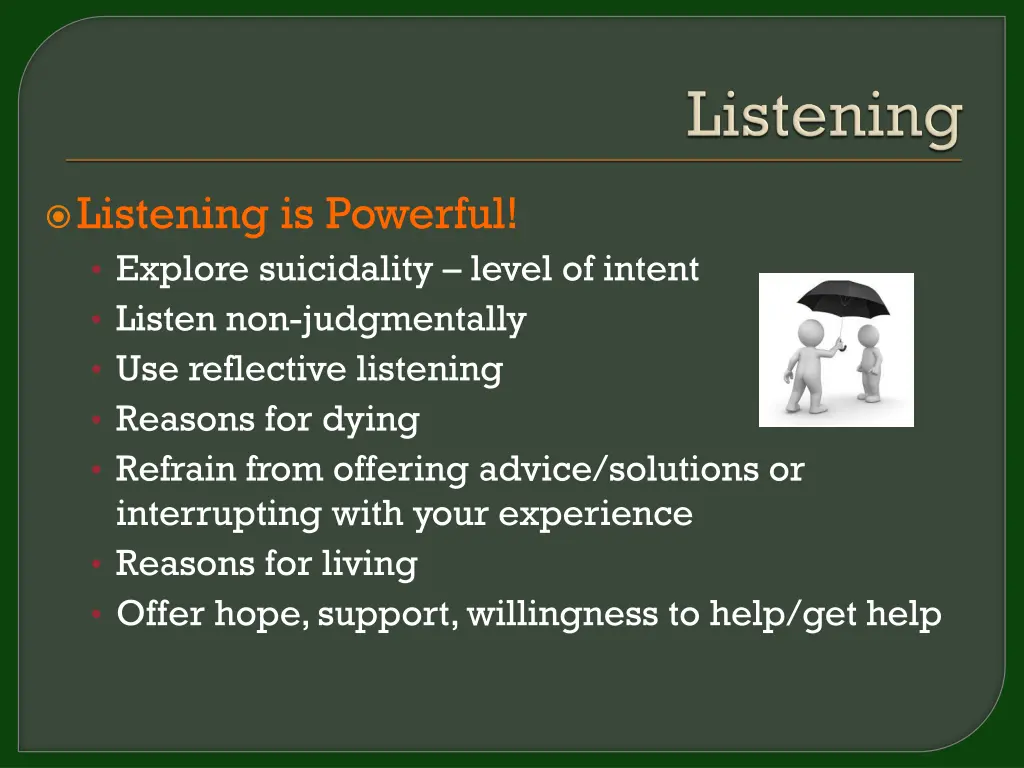 listening is powerful explore suicidality level