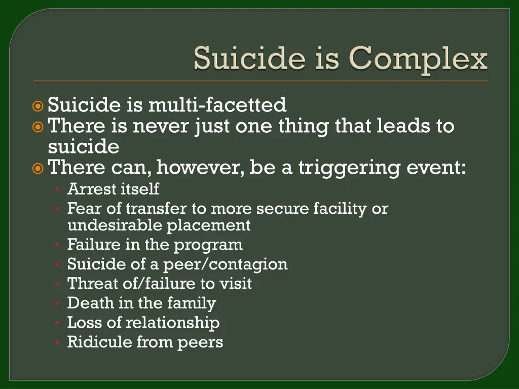 suicide is multi facetted there is never just