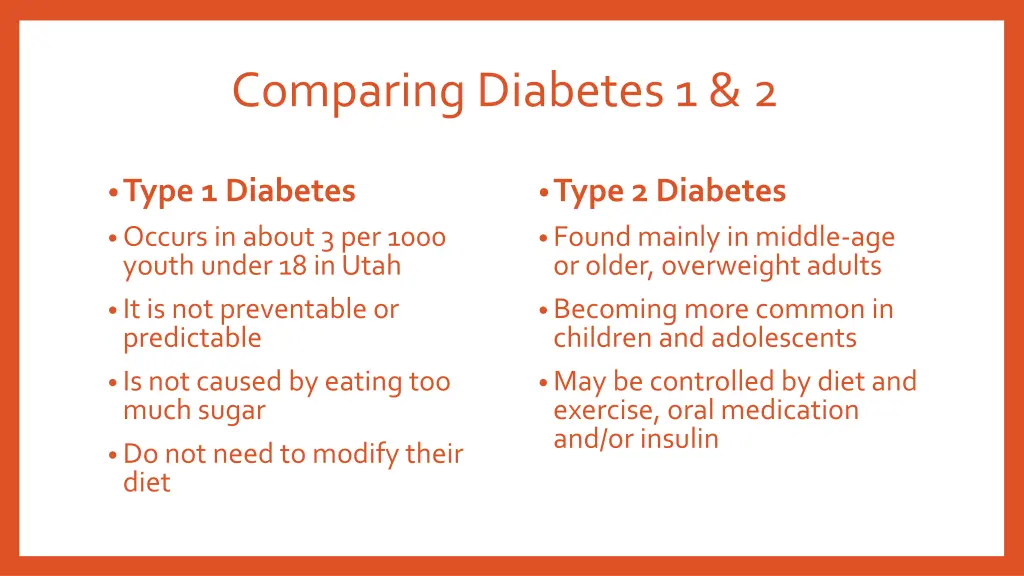 comparing diabetes 1 2