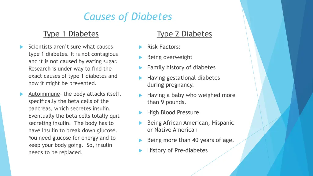 causes of diabetes