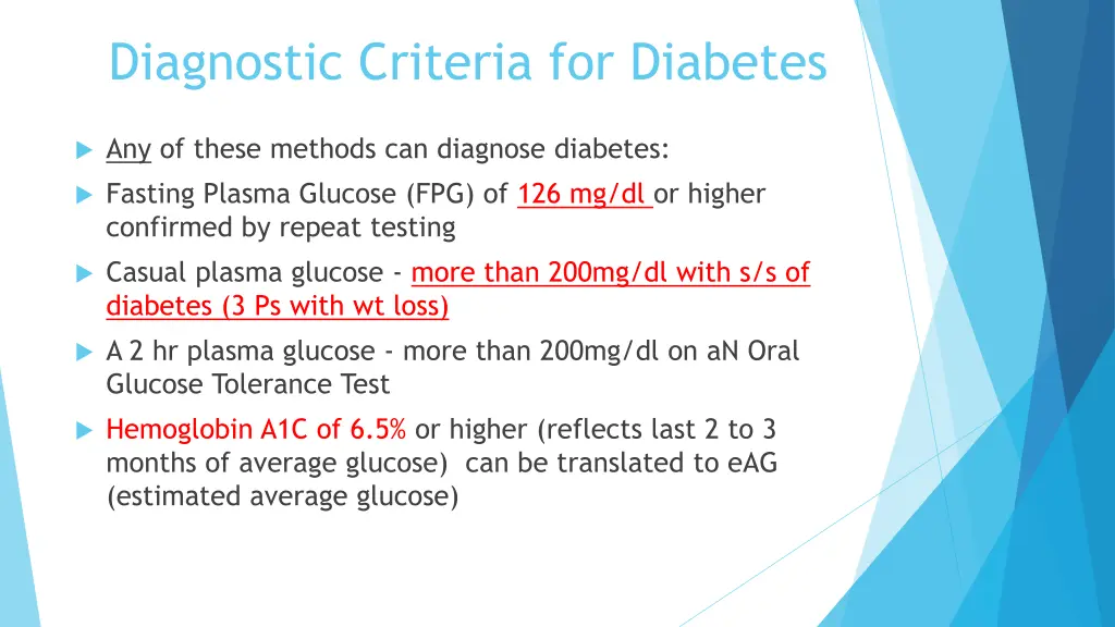 diagnostic criteria for diabetes