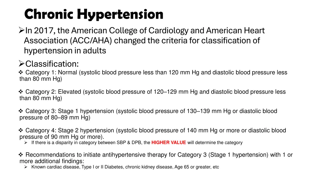 chronic hypertension in 2017 the american college