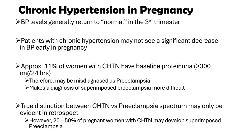 chronic hypertension in pregnancy bp levels