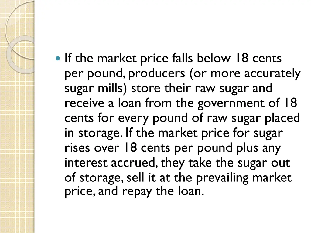 if the market price falls below 18 cents