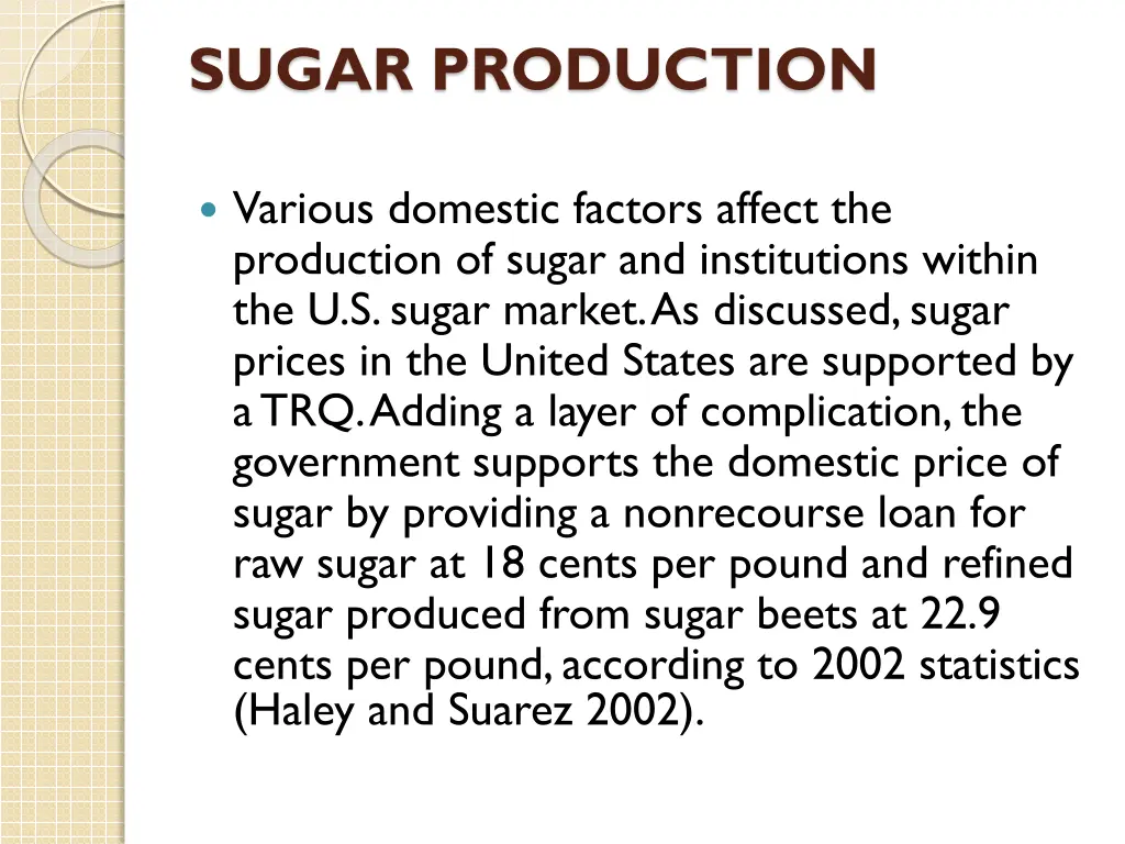 sugar production