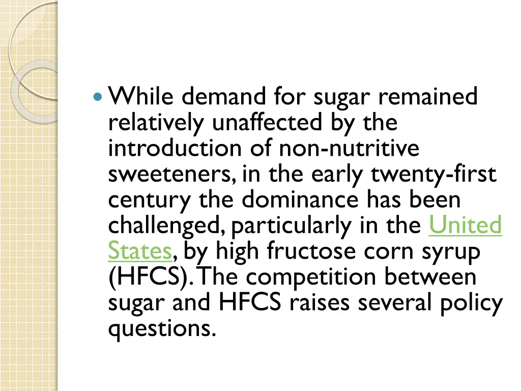 while demand for sugar remained relatively