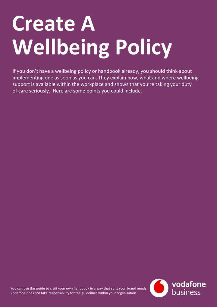 create a wellbeing policy