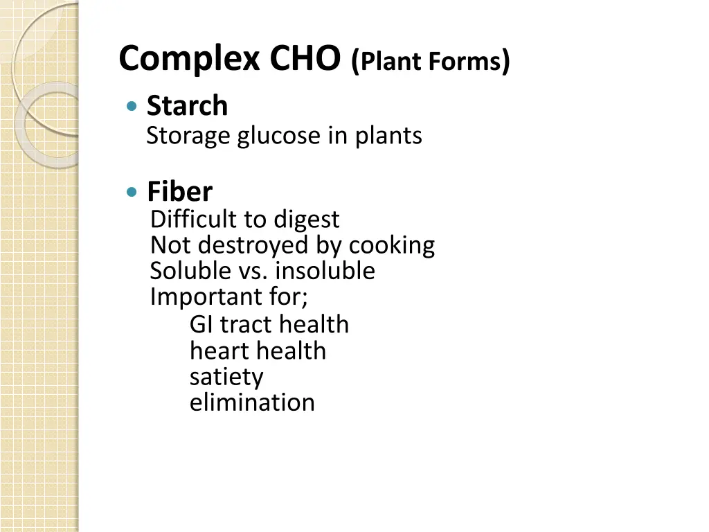 complex cho plant forms starch storage glucose