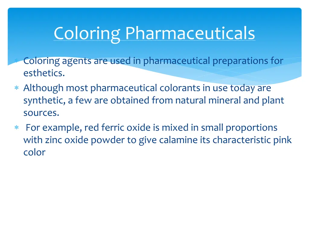 coloring pharmaceuticals