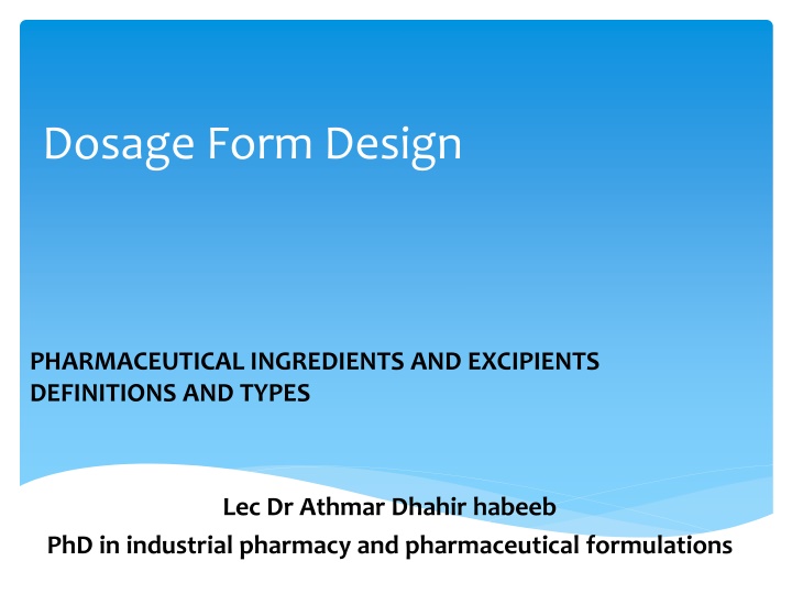 dosage form design