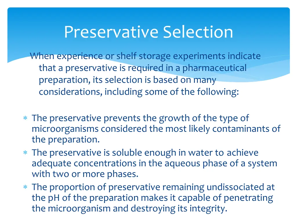 preservative selection