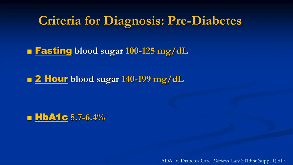 criteria for diagnosis pre diabetes