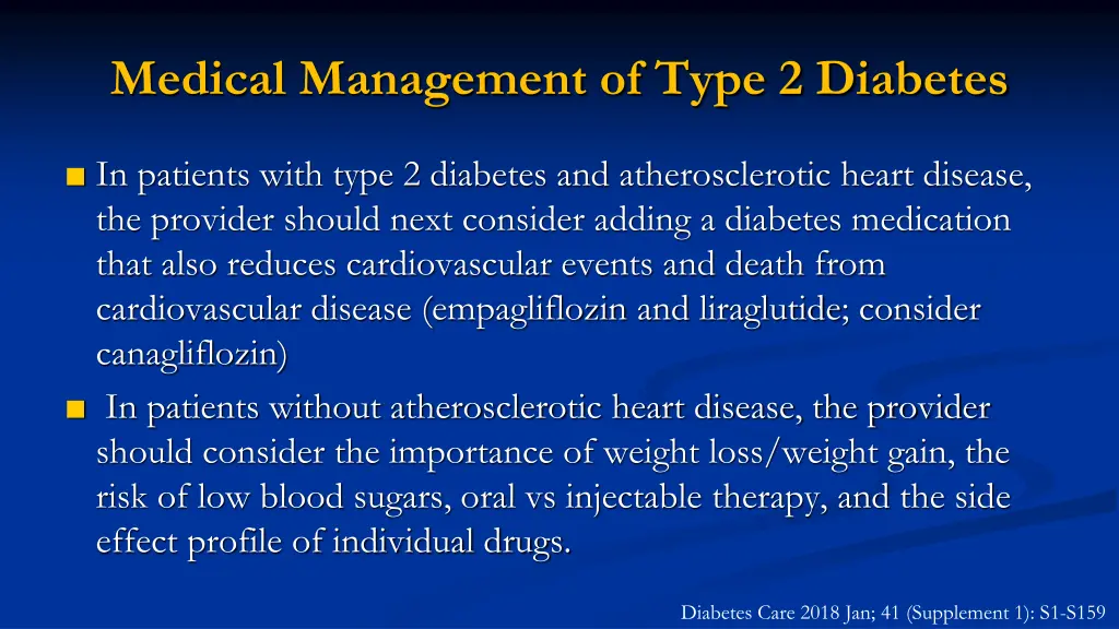 medical management of type 2 diabetes