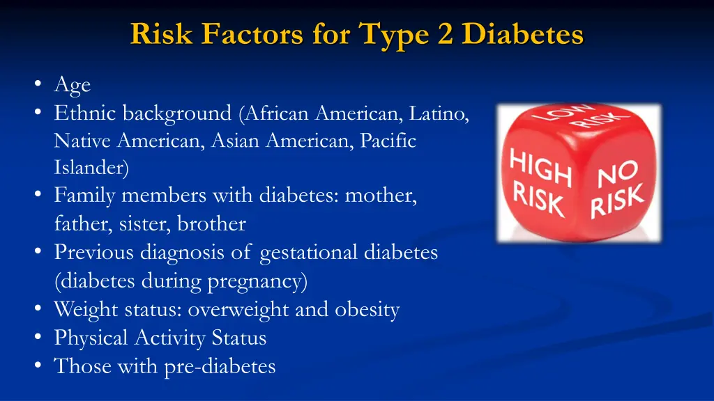 risk factors for type 2 diabetes