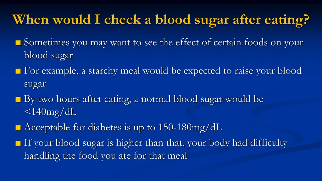 when would i check a blood sugar after eating