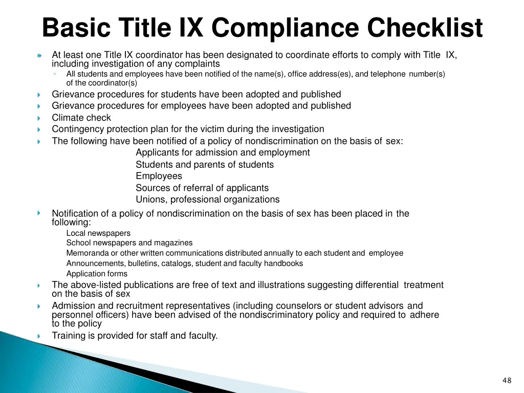 basic title ix compliance checklist