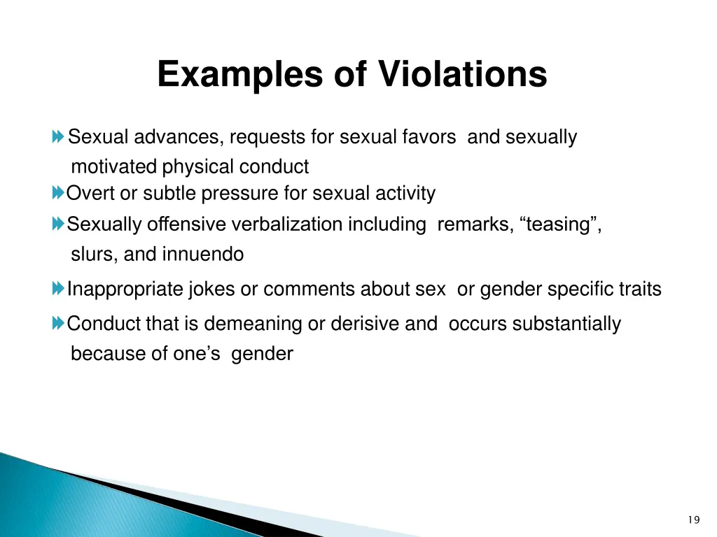 examples of violations