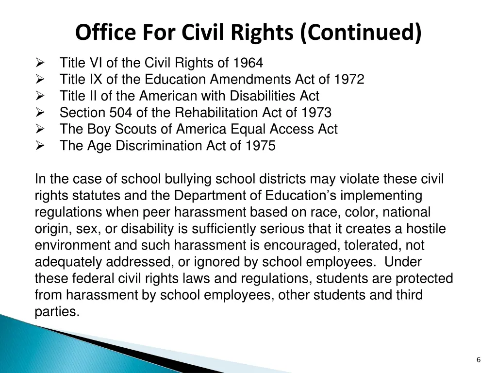 office for civil rights continued