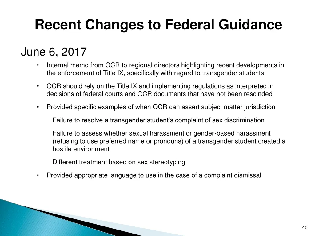 recent changes to federal guidance 1