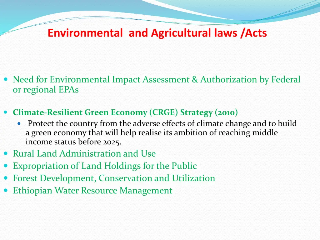 environmental and agricultural laws acts