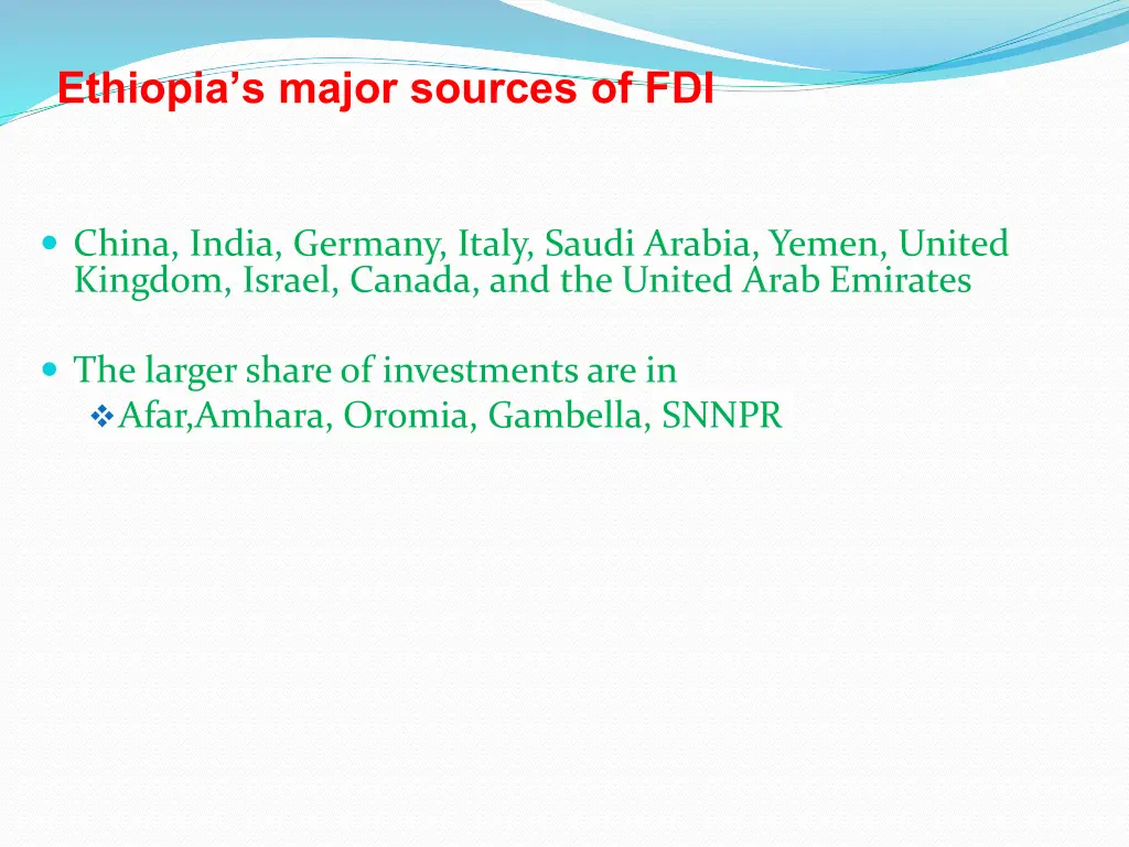 ethiopia s major sources of fdi