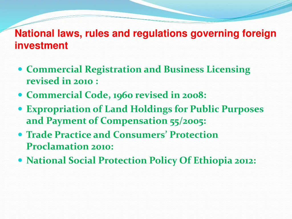 national laws rules and regulations governing