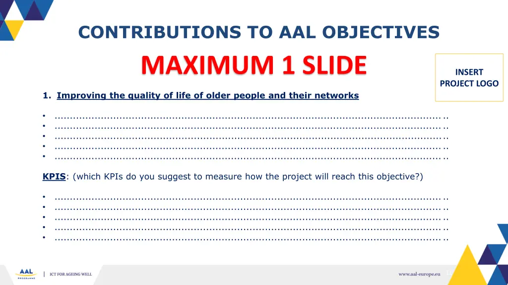 contributions to aal objectives maximum 1 slide