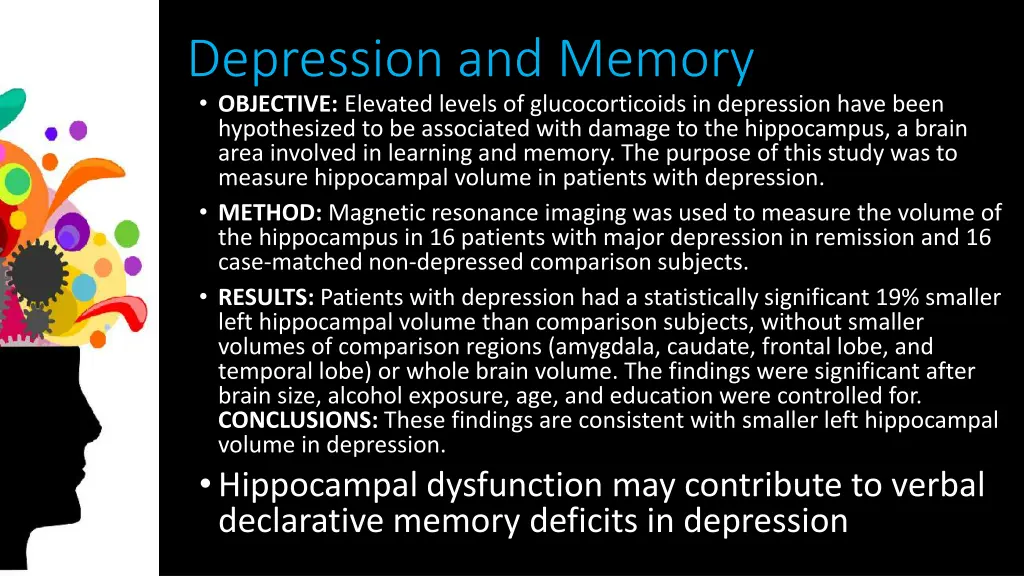 depression and memory objective elevated levels