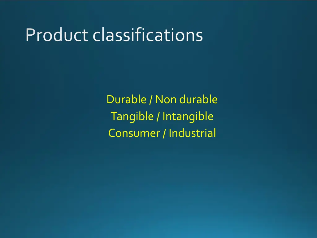 product classifications