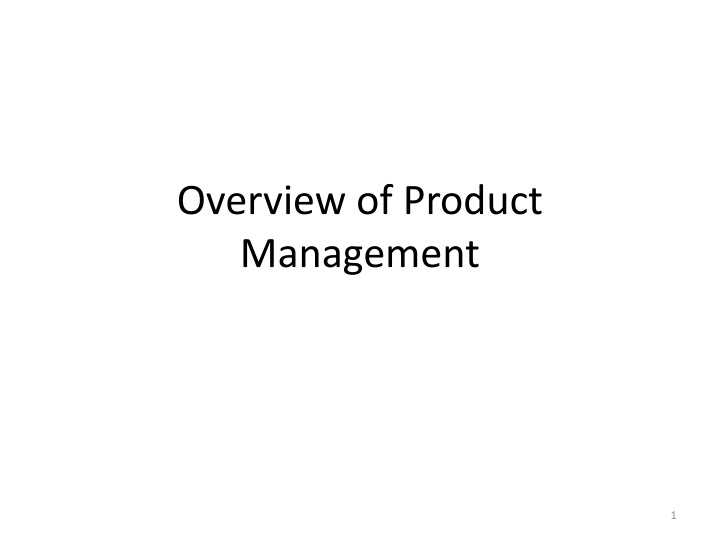 overview of product management