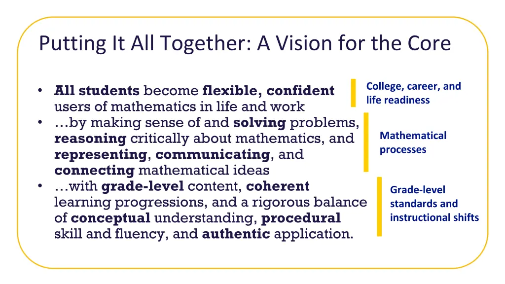 putting it all together a vision for the core