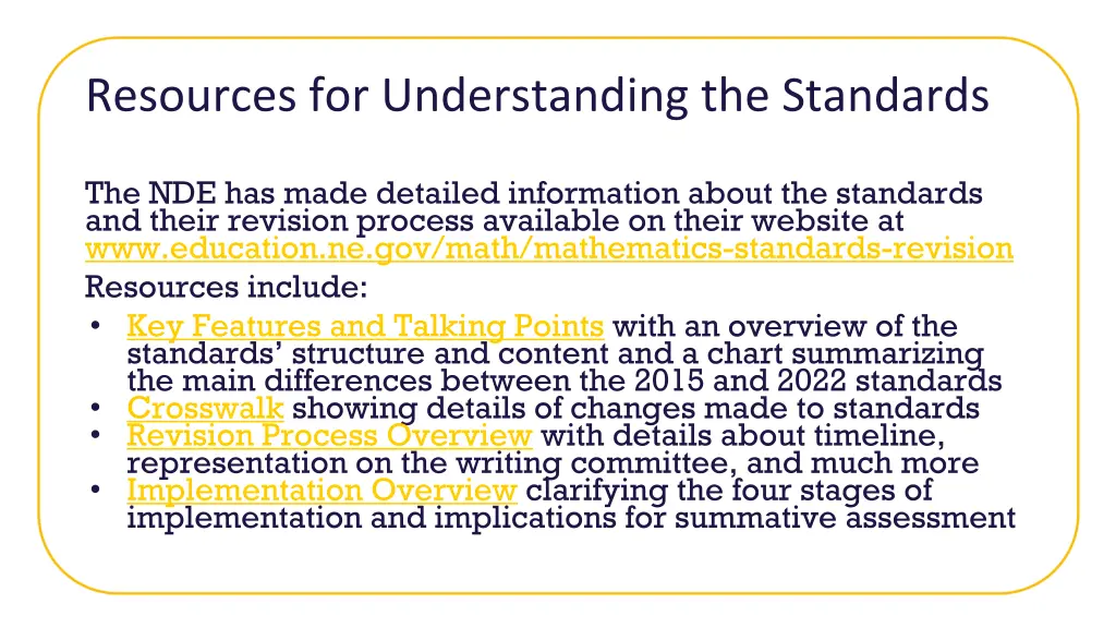 resources for understanding the standards