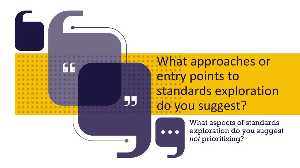 what approaches or entry points to standards 1