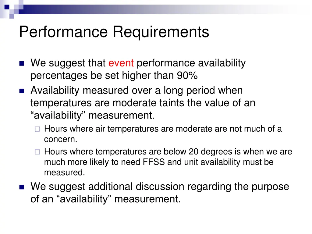 performance requirements