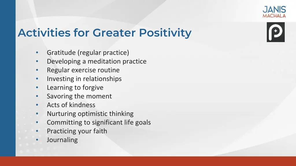 activities for greater positivity