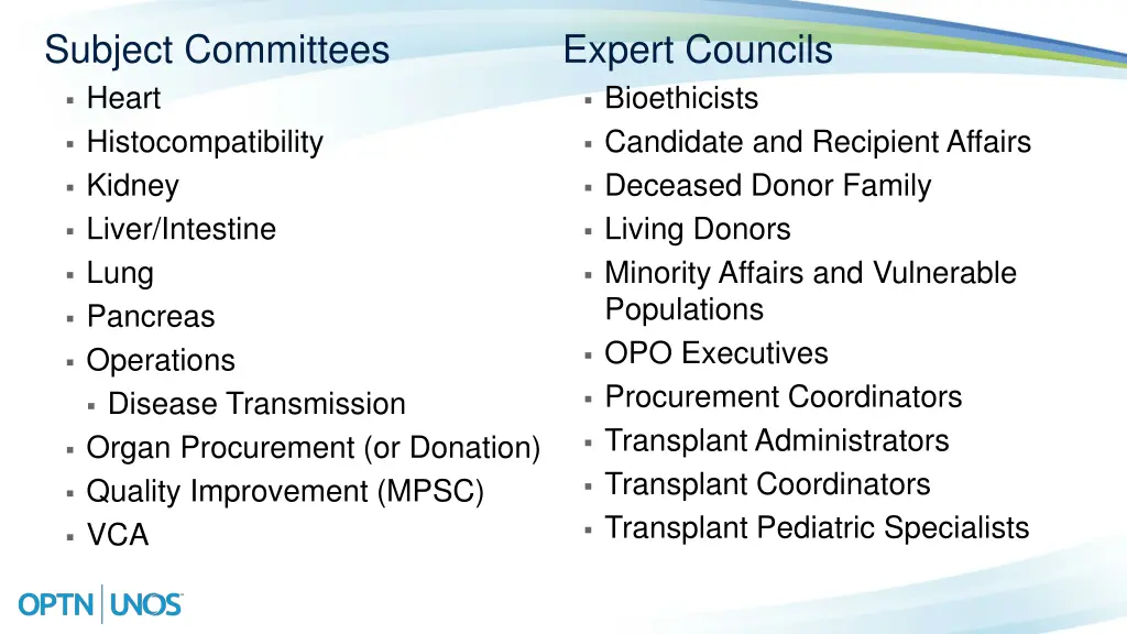 subject committees heart histocompatibility