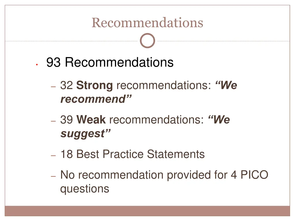 recommendations