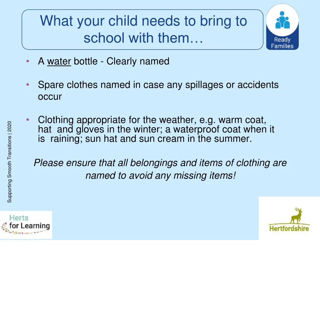 what your child needs to bring to school with them