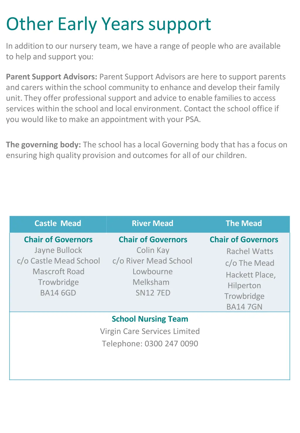 other early years support