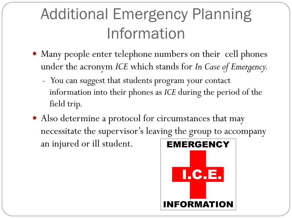 additional emergency planning information