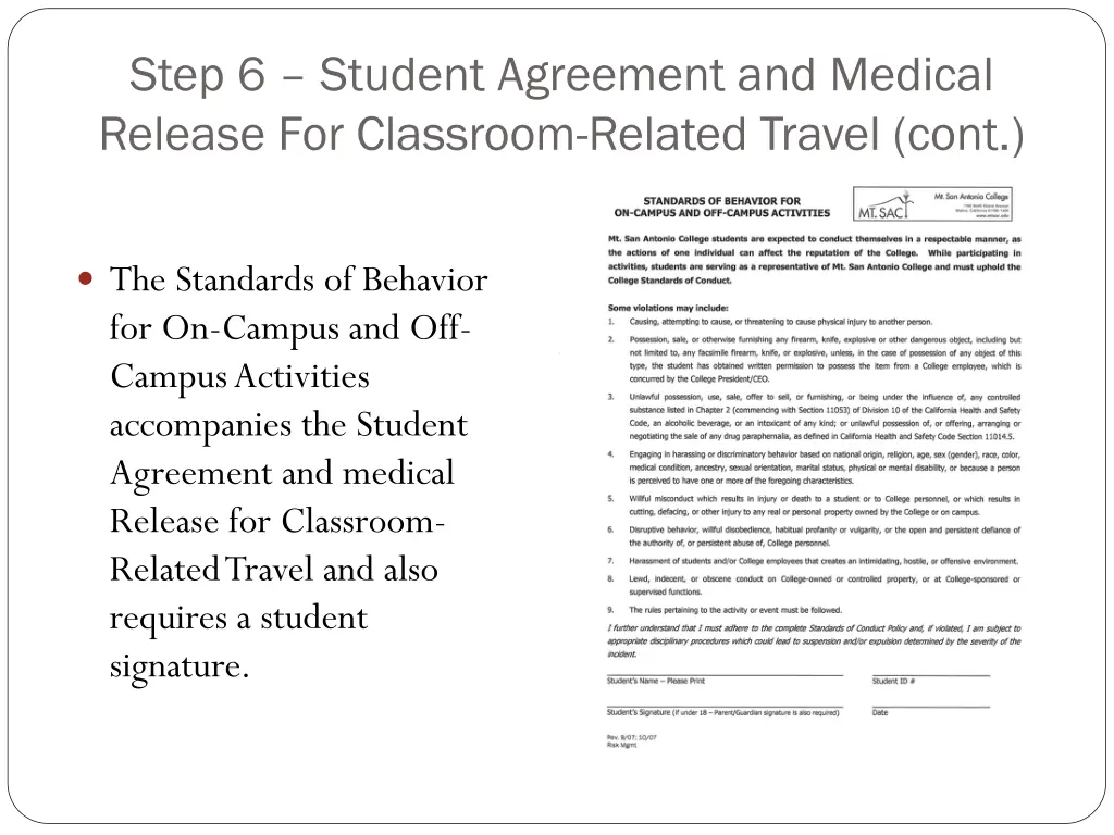 step 6 student agreement and medical release 1