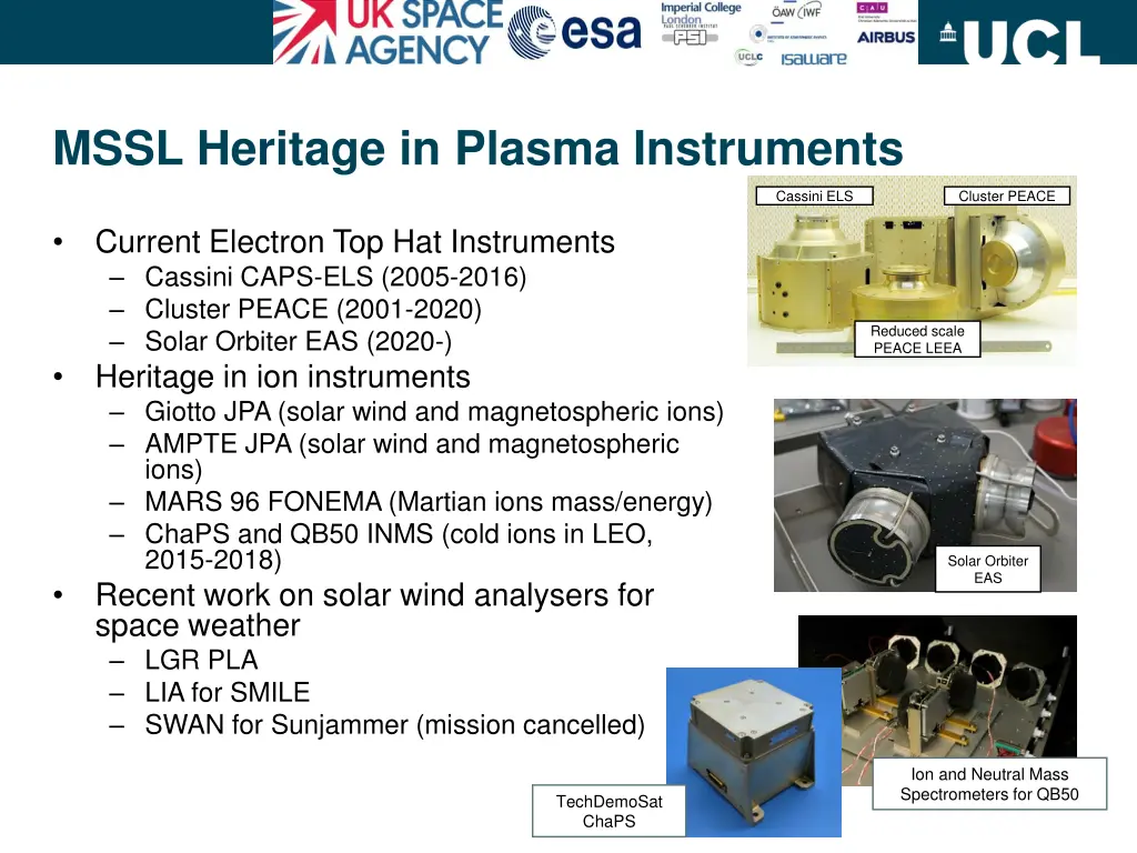 mssl heritage in plasma instruments