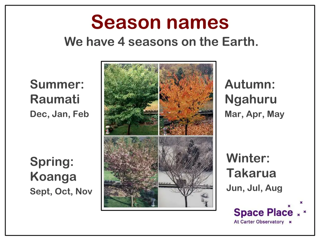 season names we have 4 seasons on the earth